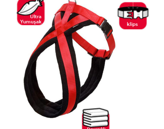 Karlıe Yumuşak Göğüs Tasma 64-80cm Siyah-kırmızı - KARLIE -