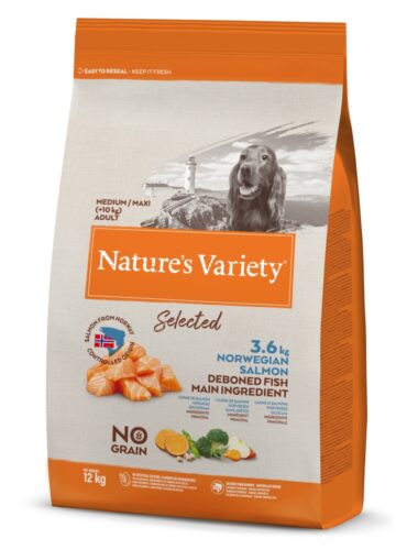 N.v. Dog Selected Med/max Adult Norw.salmon 12kg - NATURES VARIETY -