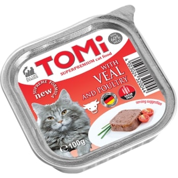 Tomi Kedi Dana Etli Ve Kümes Hayvanlı Alüminyum Yaş Mama 100gr (pate) - TOMİ -