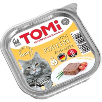 Tomi Kedi Kümes Hayvanı Ve Ciğerli Alüminyum Yaş Mama 100gr (pate) - TOMİ -